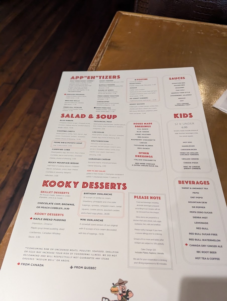 Kooky Canuck Menu - Image 3