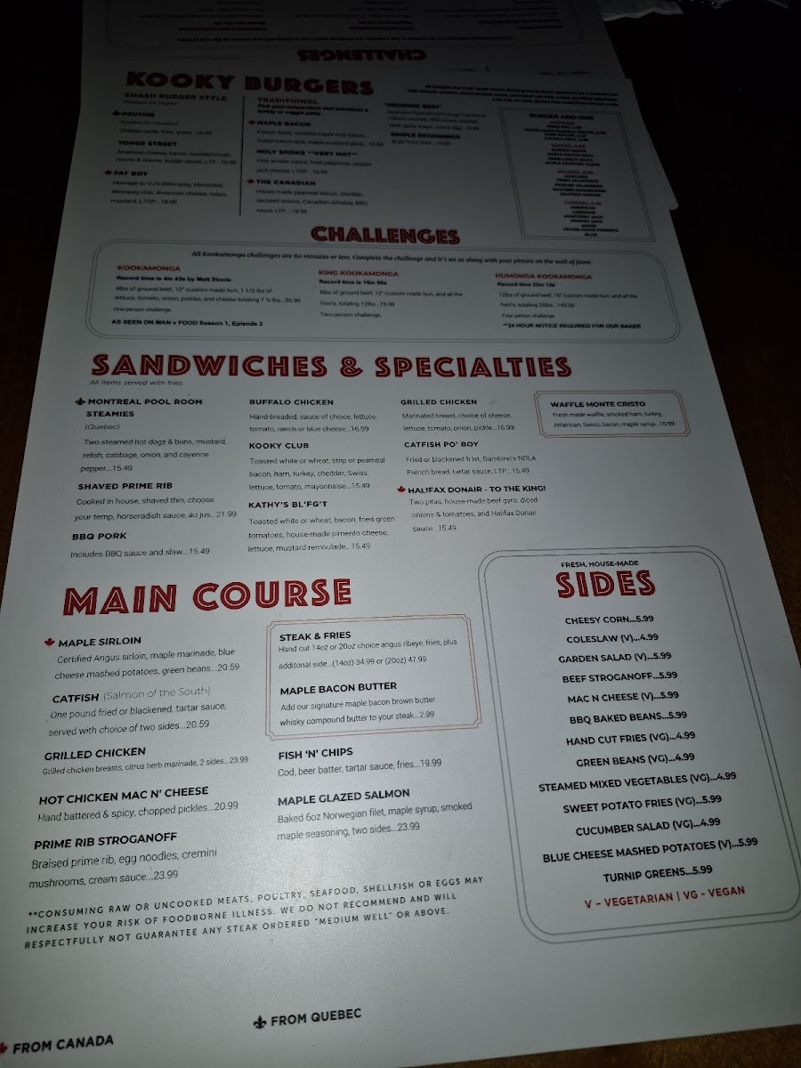 Kooky Canuck Menu - Image 4